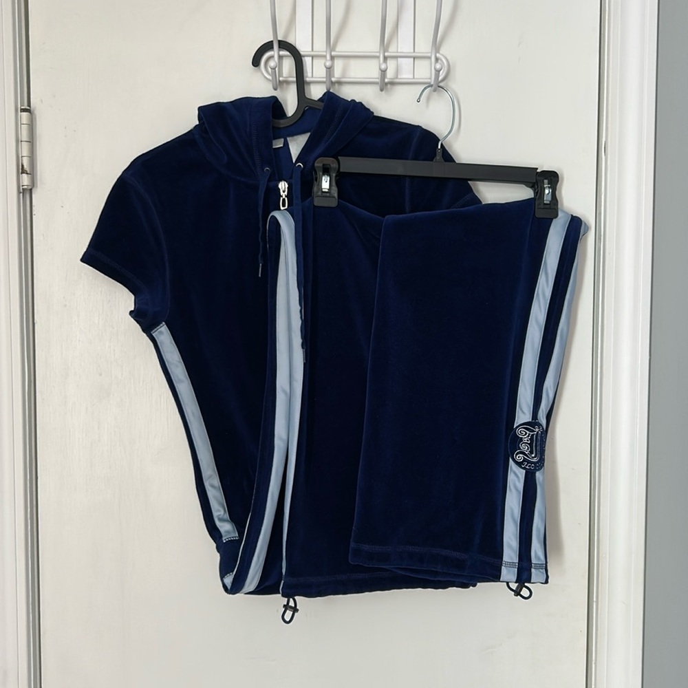 JLo Blue Velour Jumpsuit